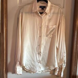 Ralph Lauren women’s 100% Silk Cream Button Down Shirt size 12